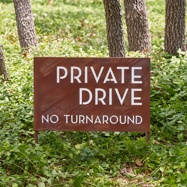 Two-Tone Private Drive, No Turnaround Yard Sign - Mod Mettle