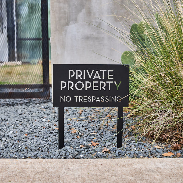 Private Property No Trespassing Yard Sign - Mod Mettle