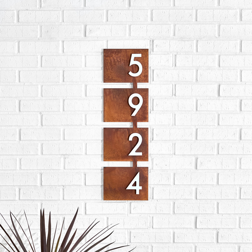Rosedale Address Sign with Silver, White, Black or Brass Numbers - Mod Mettle