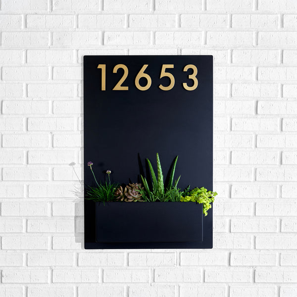 Sucker for Succulents Planter (30"H x 20"W) w/ Silver, White, Black or Brass Numbers - Mod Mettle