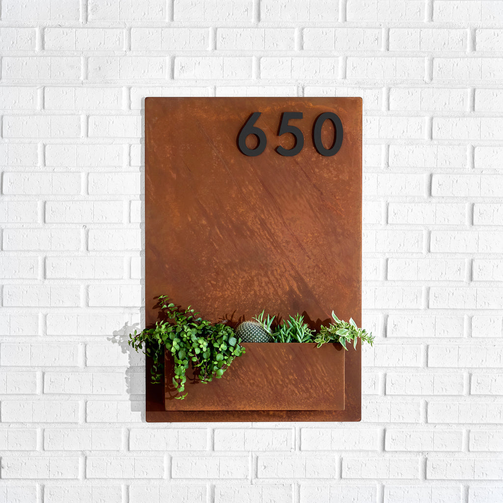 Sucker for Succulents Planter (30"H x 20"W) w/ Silver, White, Black or Brass Numbers - Mod Mettle