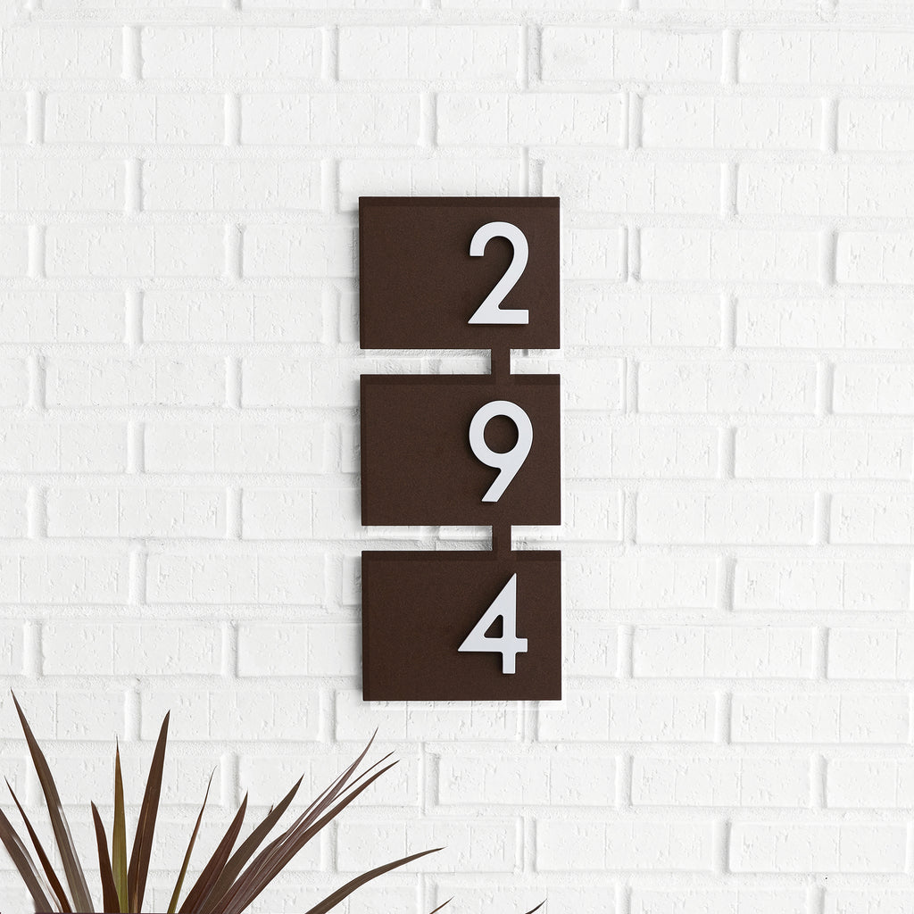 Rosedale Address Sign with Silver, White, Black or Brass Numbers - Mod Mettle