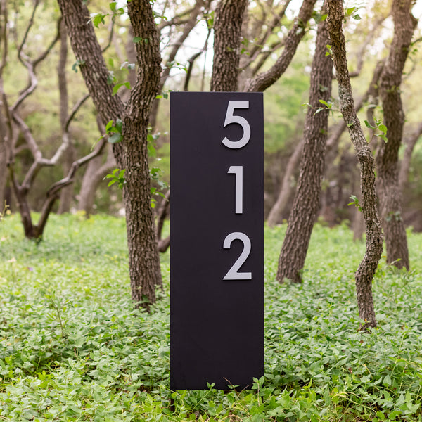 Oak Knoll XL Yard Sign w/ 6"H Silver, White, Black or Brass Numbers - Mod Mettle