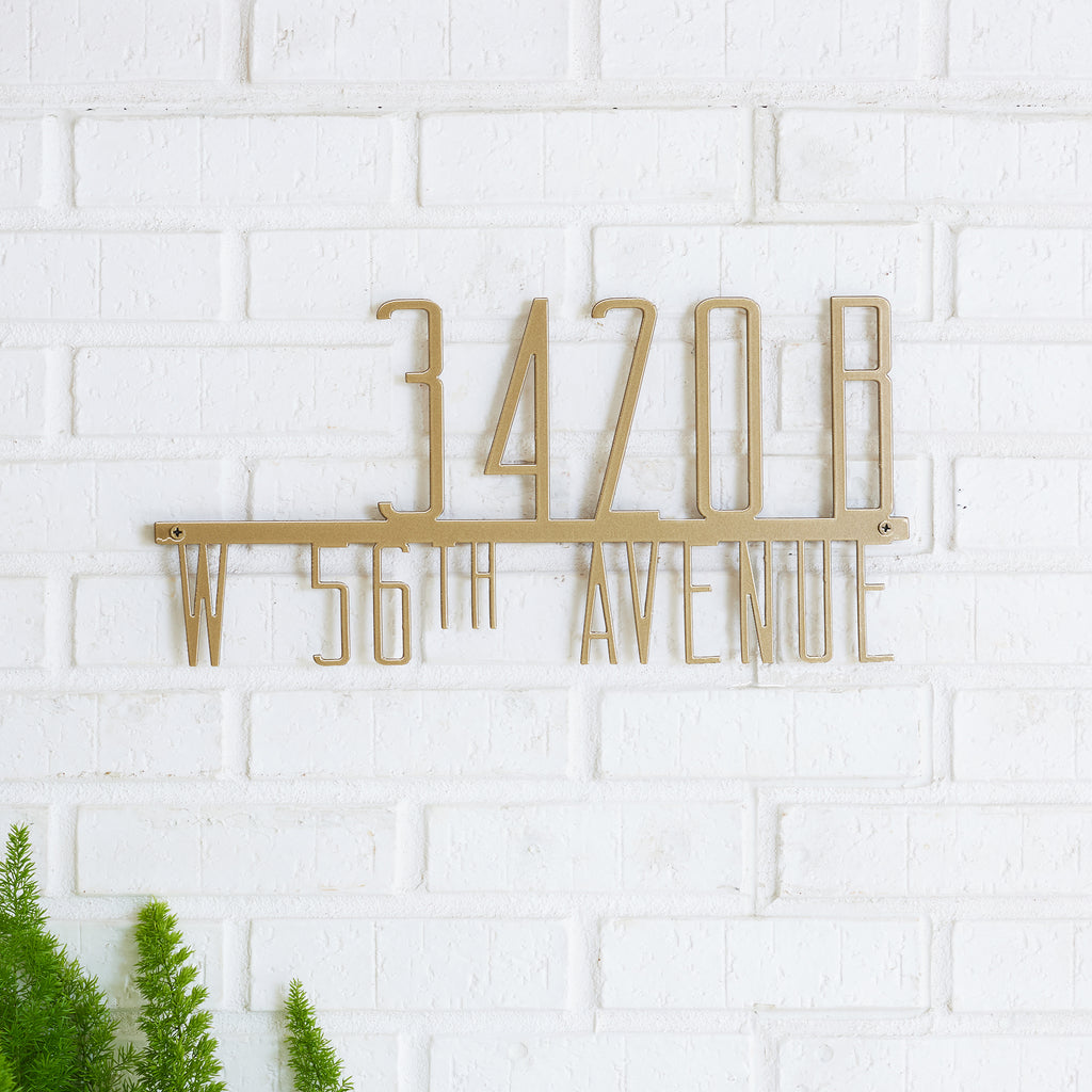 Narrow Mod Mettle Address Sign w/ Street Name (4"H - 12"H Numbers) - Mod Mettle