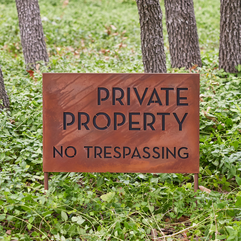 Mod Property. Sign Two-Tone Private Property, No Trespassing Yard Sign | Mod Mettle