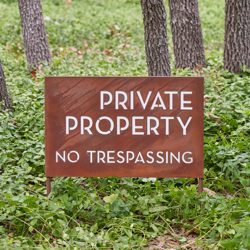 Mod Property. Sign Two-Tone Private Property, No Trespassing Yard Sign | Mod Mettle