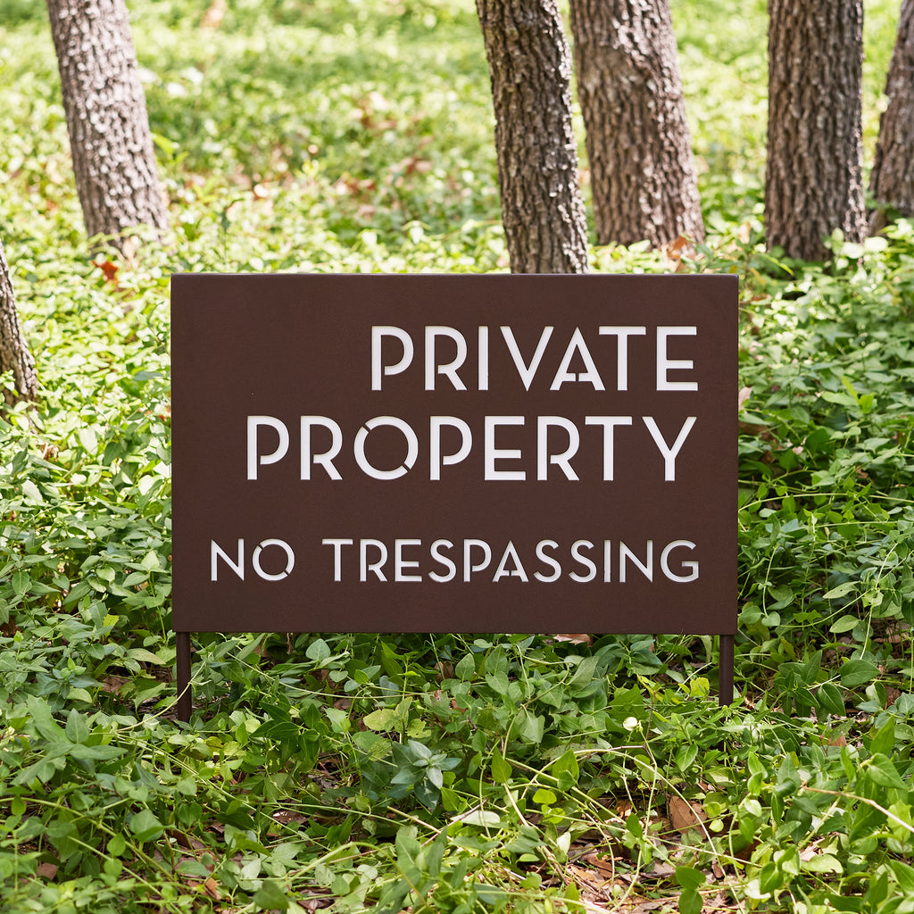 Mod Property. Sign Two-Tone Private Property, No Trespassing Yard Sign | Mod Mettle
