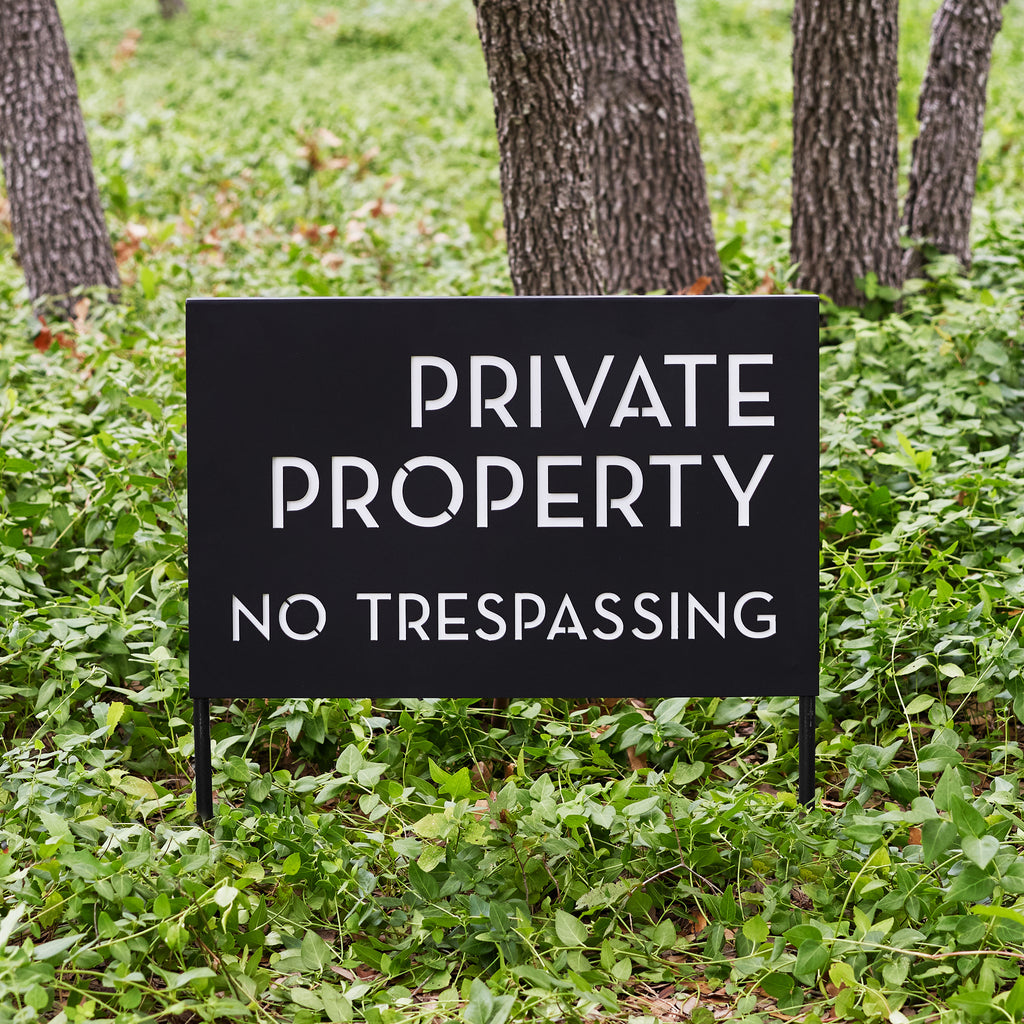 Mod Property. Sign Two-Tone Private Property, No Trespassing Yard Sign | Mod Mettle