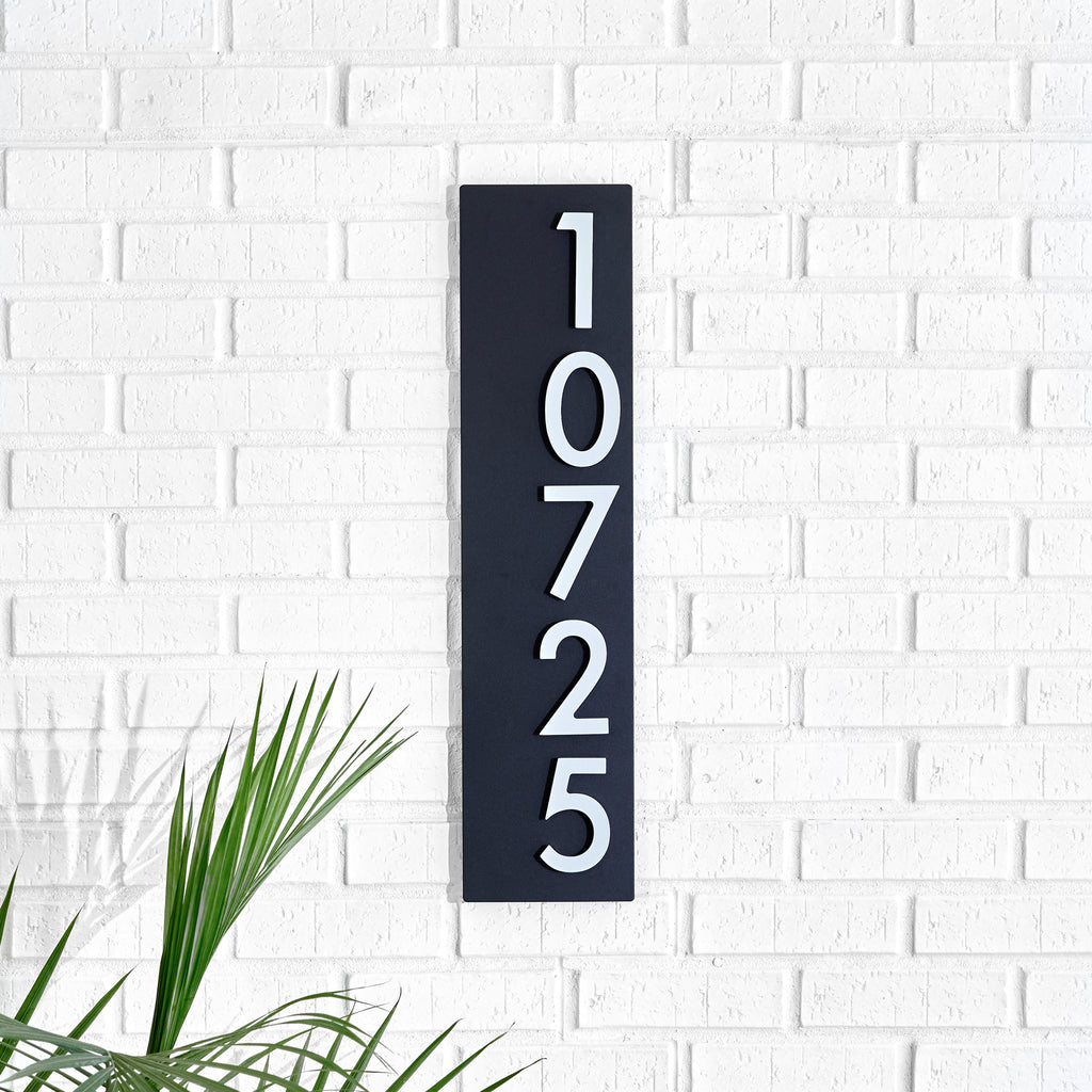Zilker Address Sign with Silver, White, Black or Brass Numbers - Mod Mettle