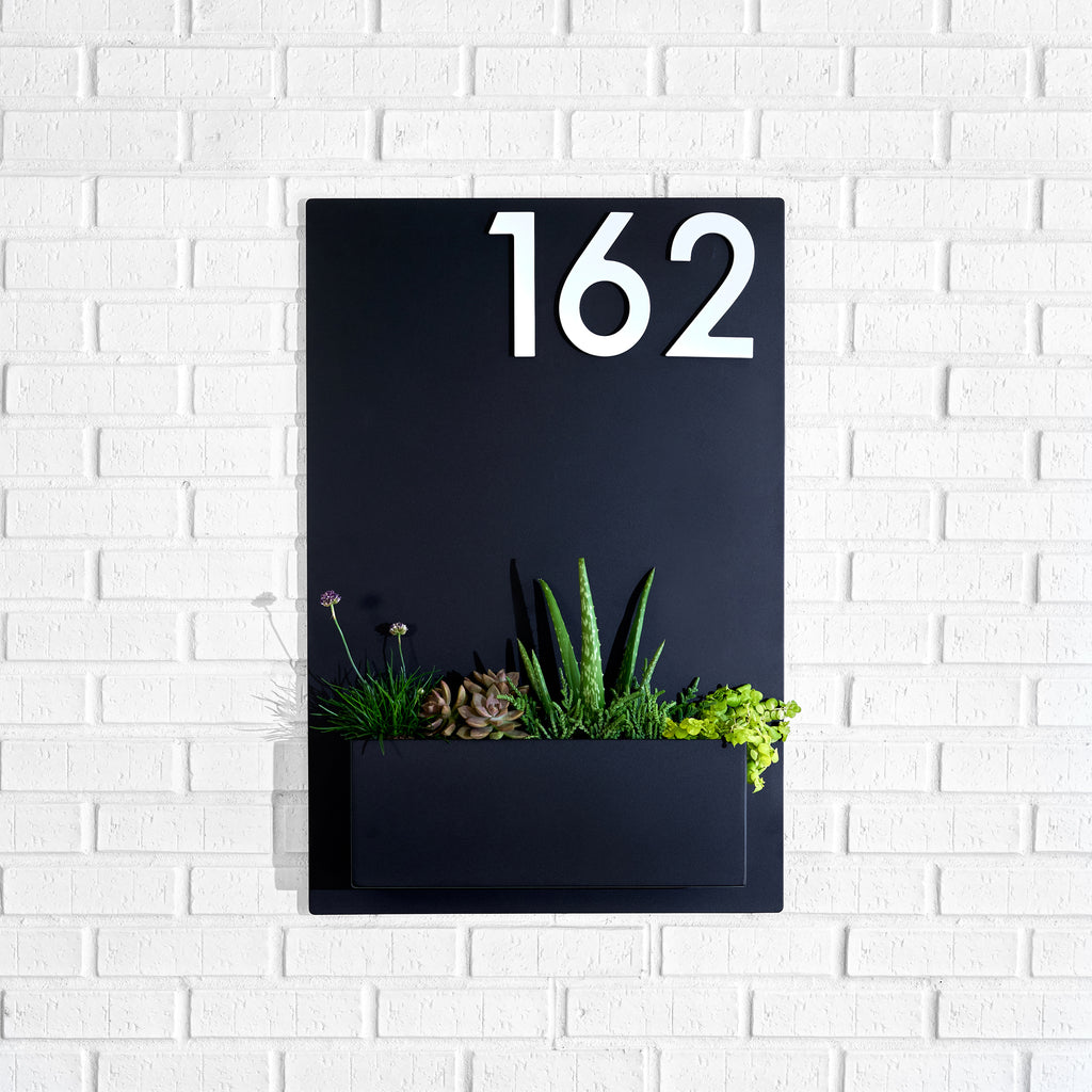 Sucker for Succulents Planter (30"H x 20"W) w/ Silver, White, Black or Brass Numbers - Mod Mettle