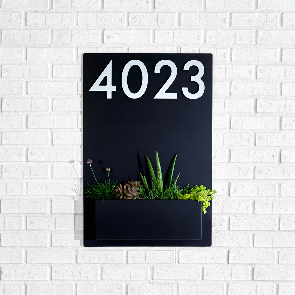 Sucker for Succulents Planter (30"H x 20"W) w/ Silver, White, Black or Brass Numbers - Mod Mettle
