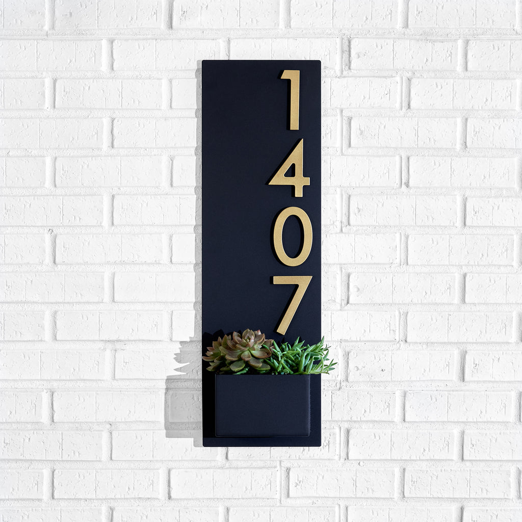 Soco Planter w/ Silver, White, Black or Brass Numbers - Mod Mettle
