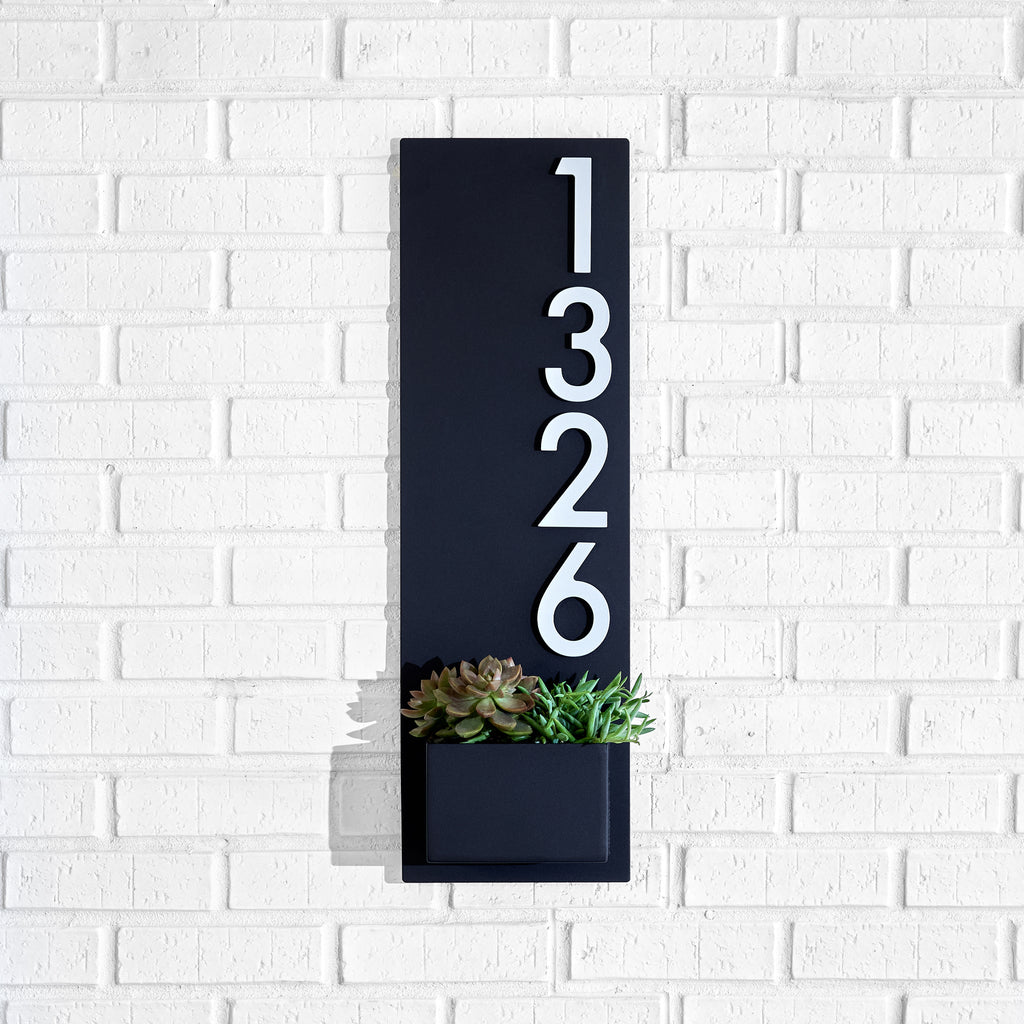 Soco Planter w/ Silver, White, Black or Brass Numbers - Mod Mettle