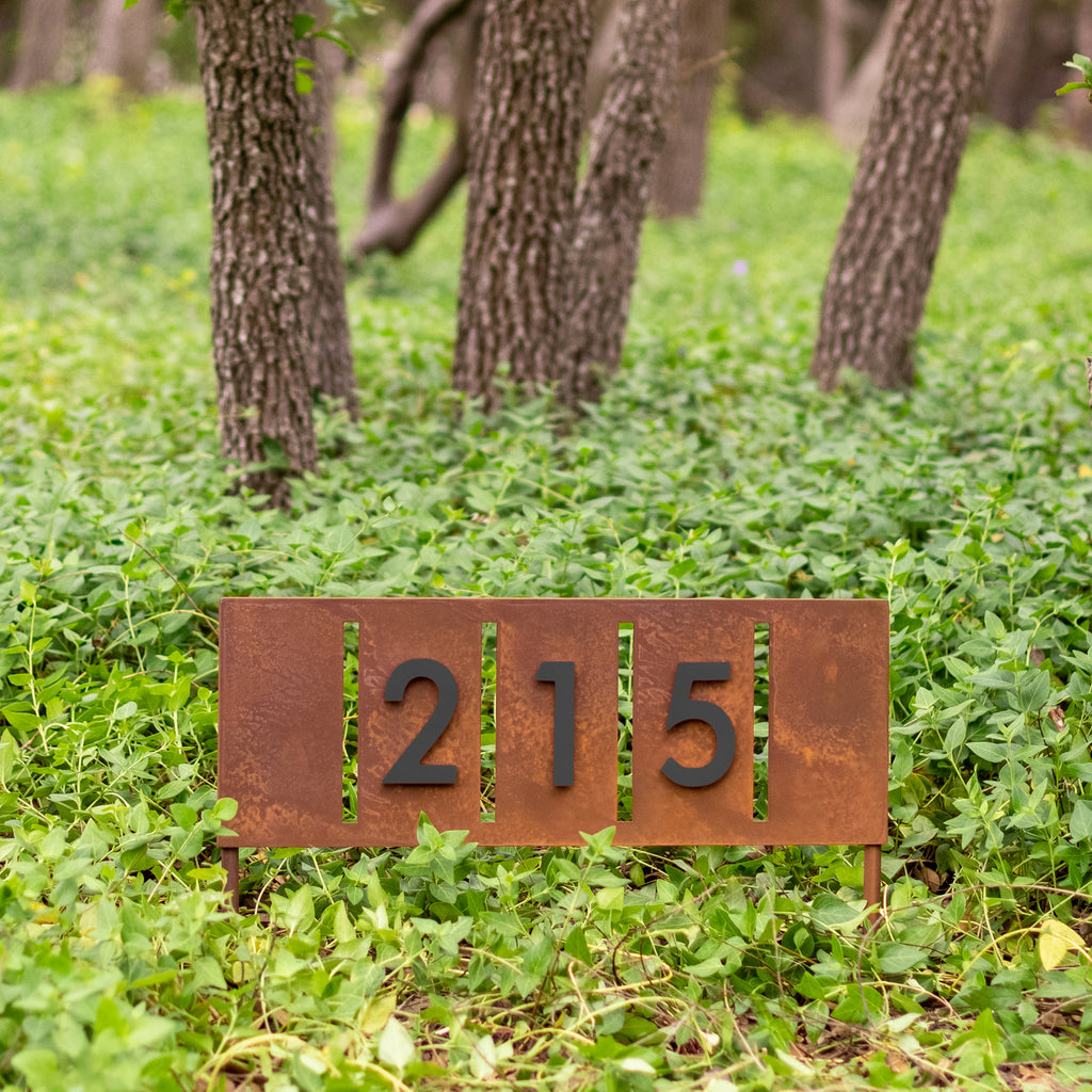 Rock Rose Yard Sign w/ Silver, White, Black or Brass Numbers - Mod Mettle