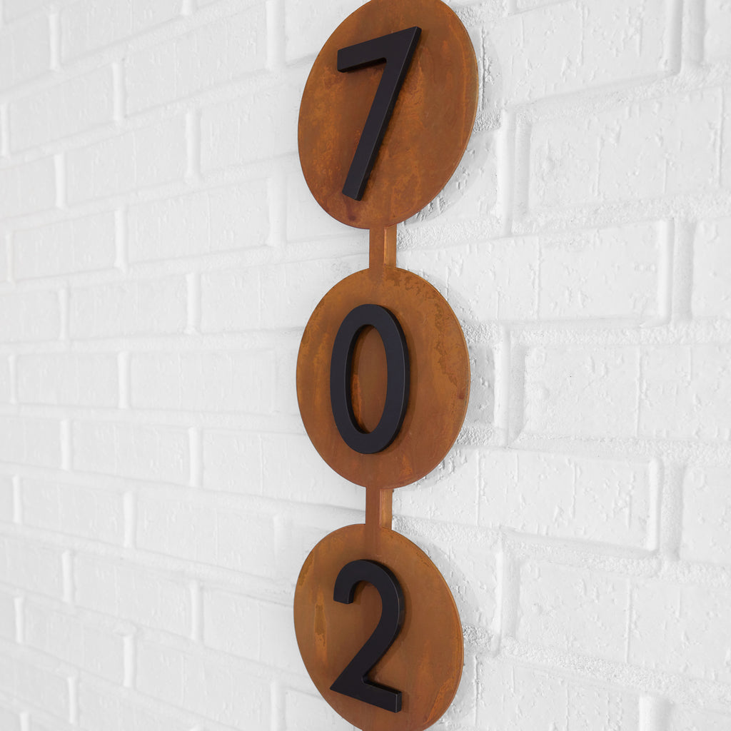 Circle C Address Sign with Silver, White, Black or Brass Numbers - Mod Mettle
