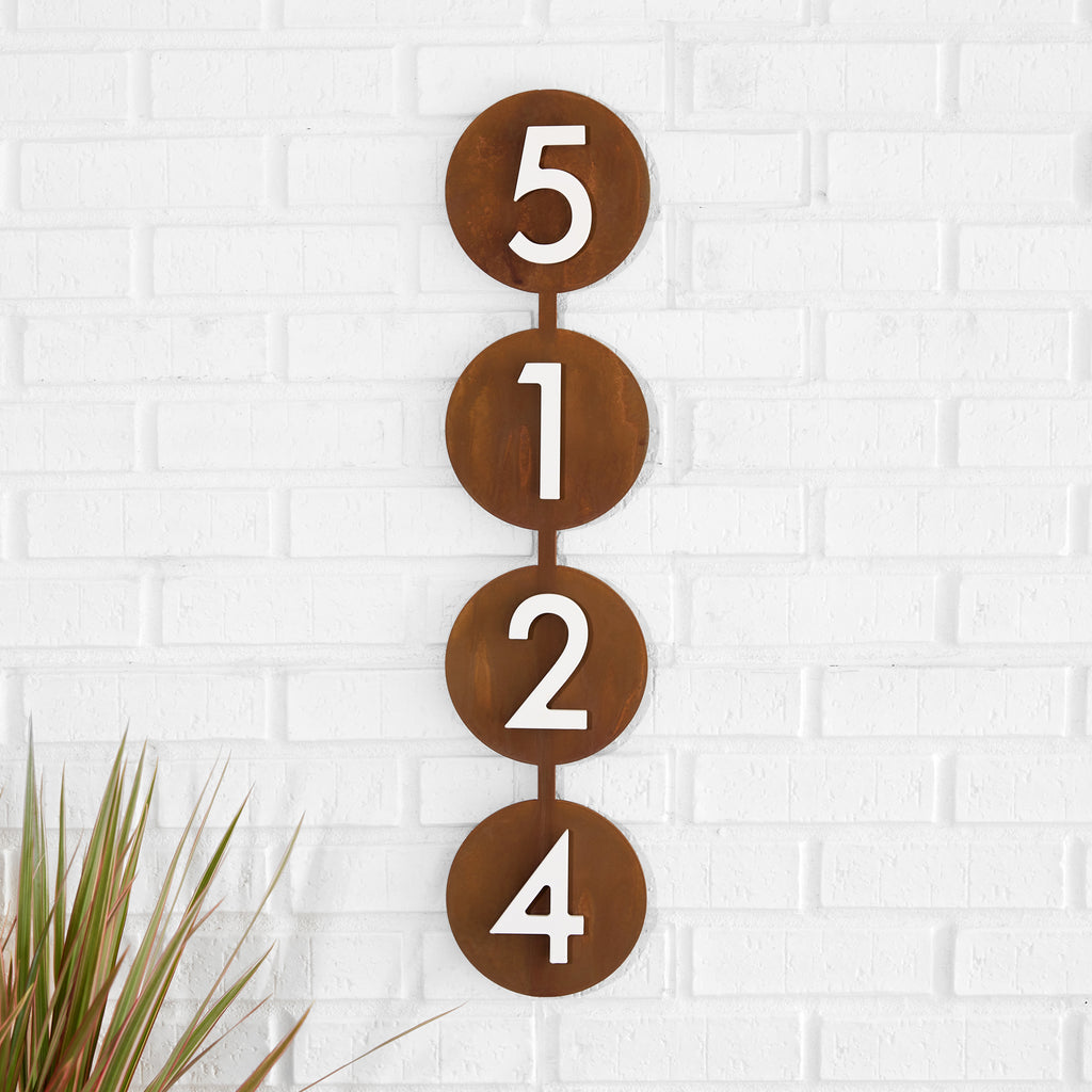 Circle C Address Sign with Silver, White, Black or Brass Numbers - Mod Mettle