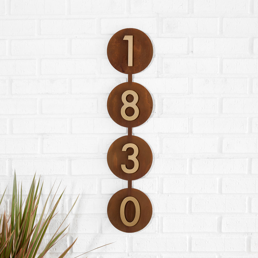Circle C Address Sign with Silver, White, Black or Brass Numbers - Mod Mettle