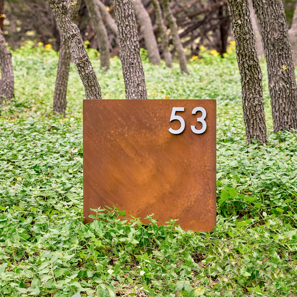 Tarrytown Yard Sign w/ Silver, White, Black or Brass Numbers - Mod Mettle