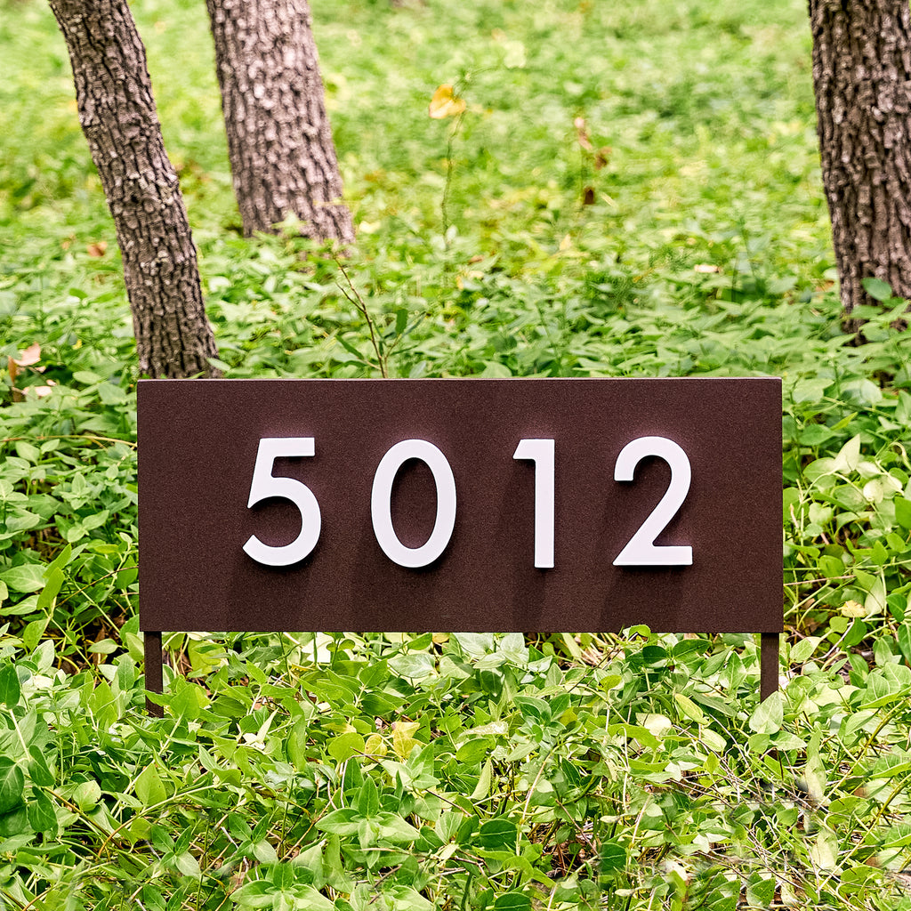 Hickman Yard Sign w/ Silver, White, Black or Brass Numbers - Mod Mettle