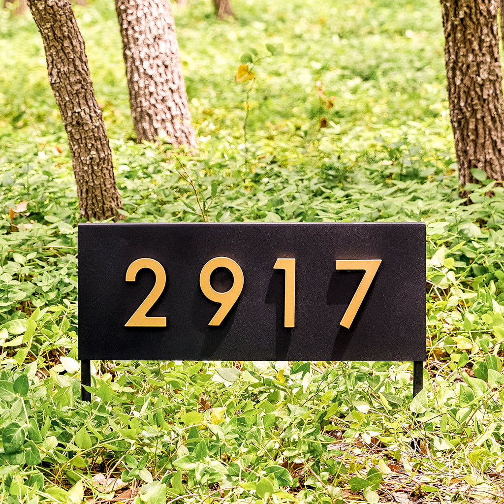 Hickman Yard Sign w/ Silver, White, Black or Brass Numbers - Mod Mettle