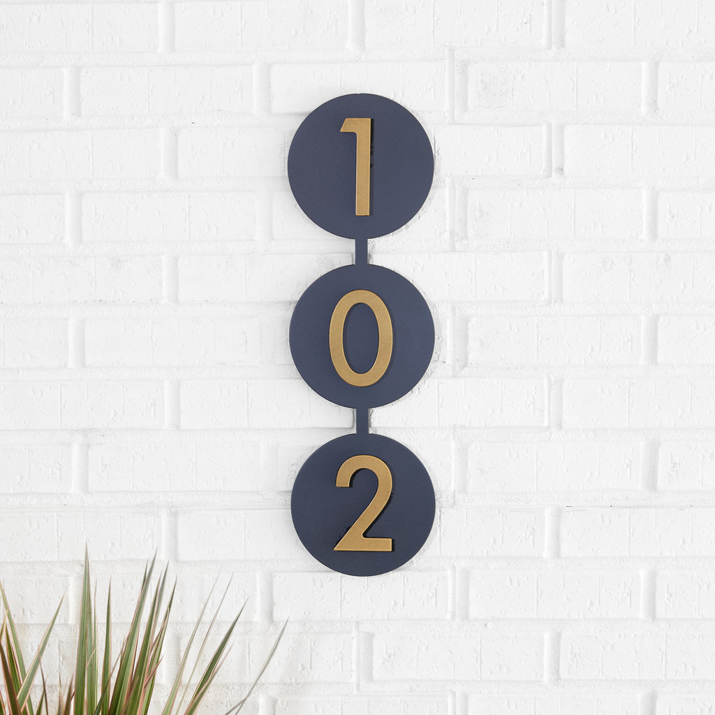 Circle C Address Sign with Silver, White, Black or Brass Numbers - Mod Mettle