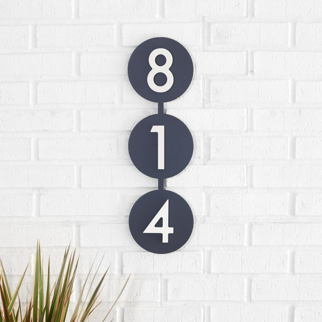 Circle C Address Sign with Silver, White, Black or Brass Numbers - Mod Mettle
